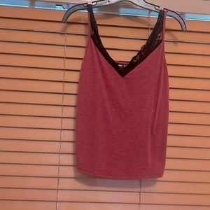 Red black lace tank
